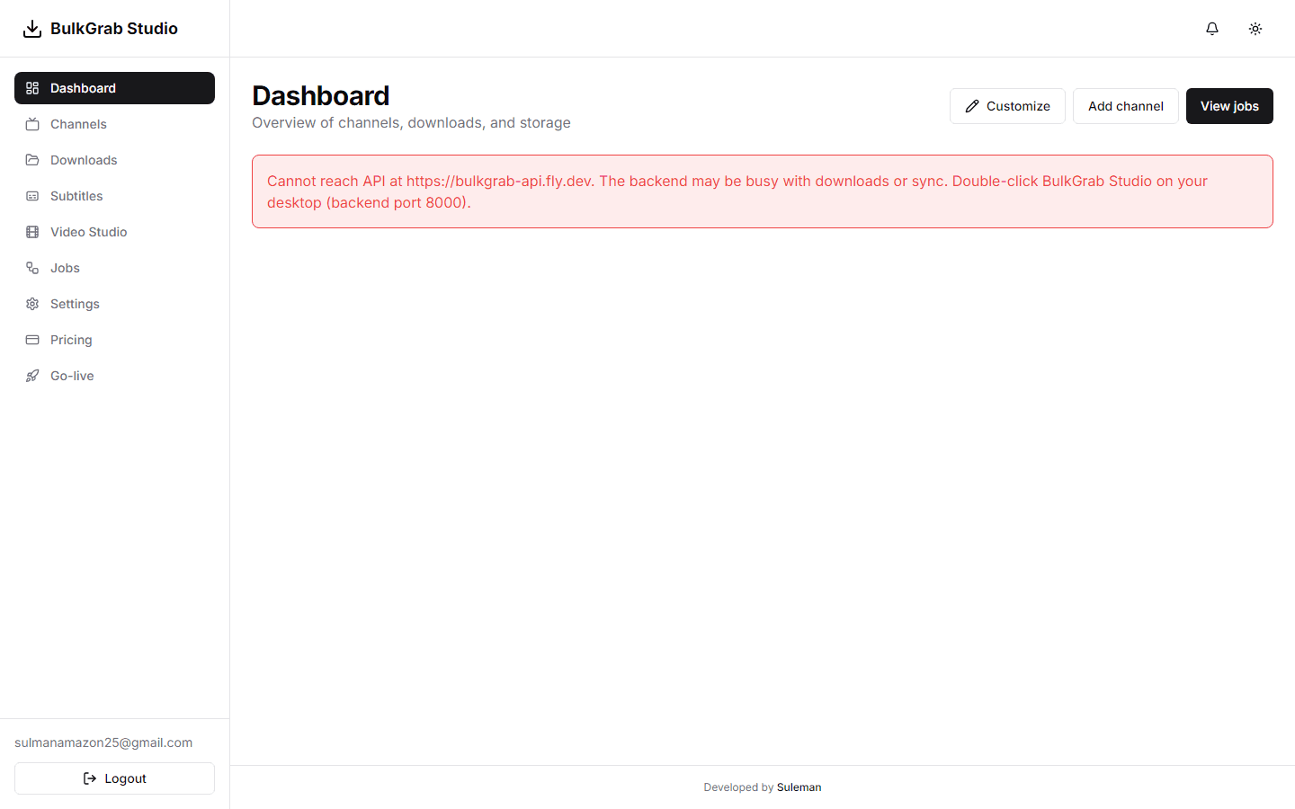DownitX dashboard